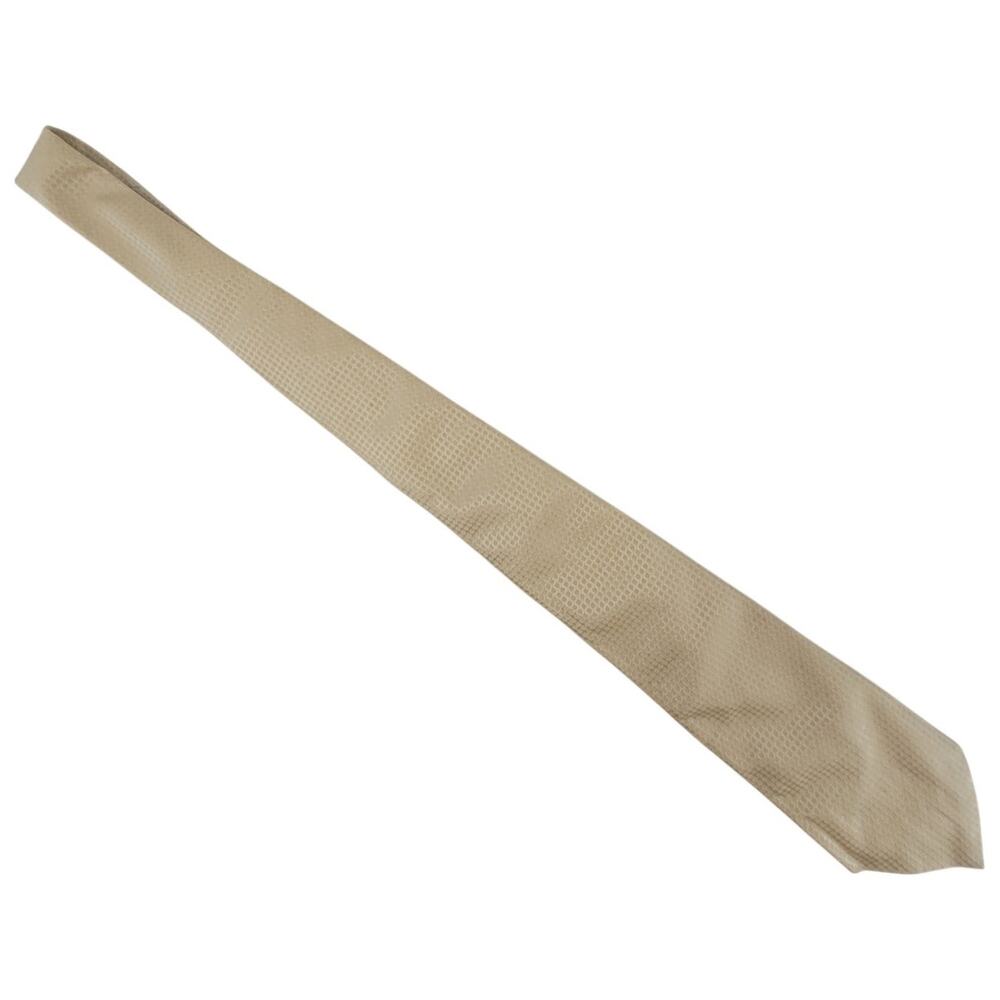 Bullocks Vintage Silk Tie Tan Damask Academia Preppy Neutral‎ Classic